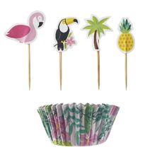 Picture of TROPICAL CUPCAKE CASES & TOPPERS X 48